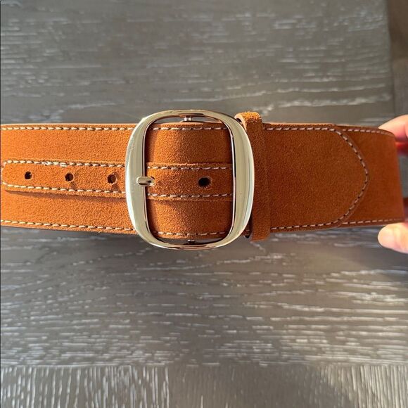 Ann Taylor Brown Suede Leather WIDE Belt Gold-Tone Buckle Women’s Size XS/S NWT - Picture 11 of 12